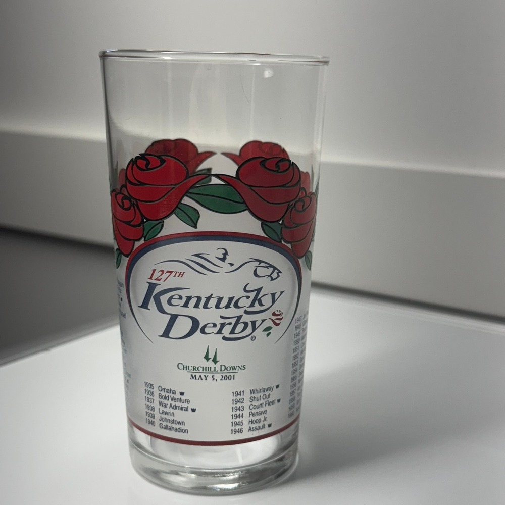 127th Kentucky‎ Derby Churchill Downs May 5 2001 Souvenir Drinking Glass Roses